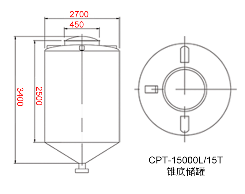 15噸錐底儲罐 工程圖展示（shì）